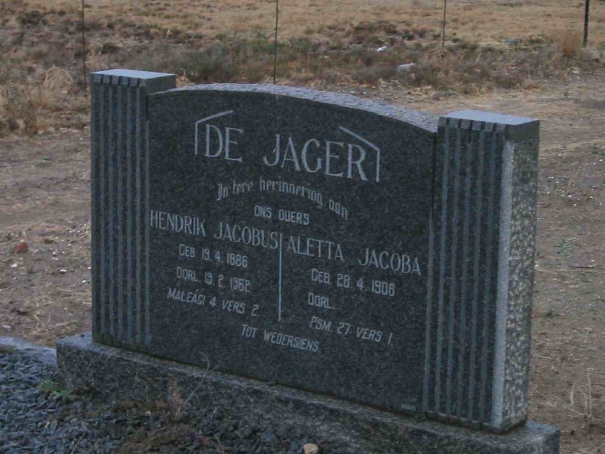 JAGER Hendrik Jacobus, de 1886-1962 &amp; Aletta Jacoba 1908 -