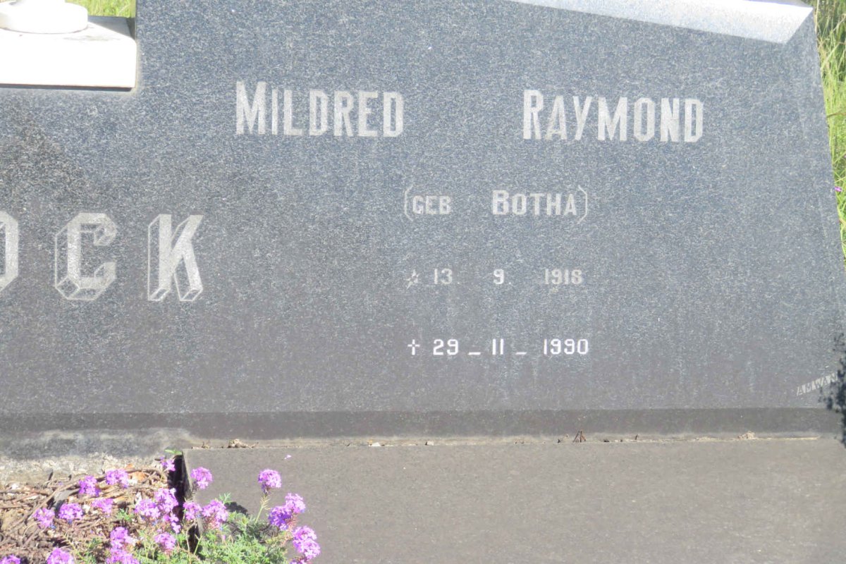 KOCK Jacobus Johannes Christiaan 1911-1983 &amp; Mildred Raymond BOTHA 1918-1990