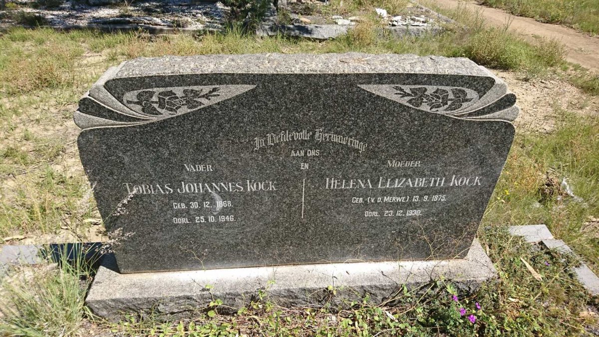 KOCK Tobias Johannes 1868-1946 &amp; Helena Elizabeth V.D. MERWE 1875-1930