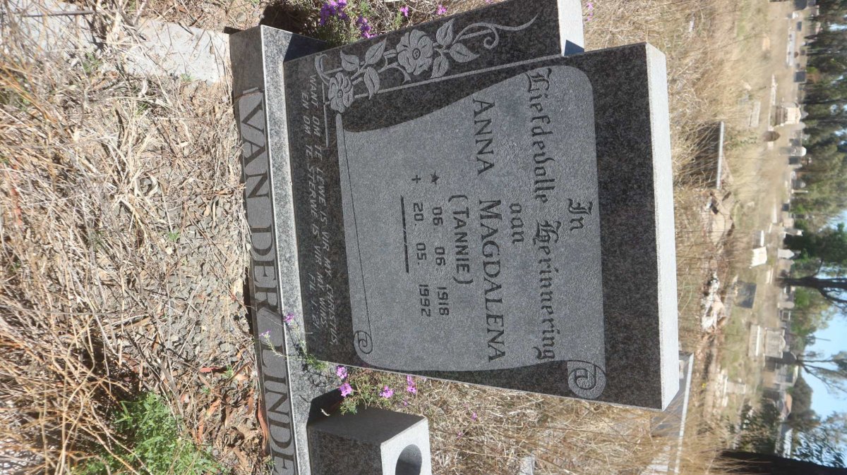 LINDE Anna Magdalena, van der 1918-1992