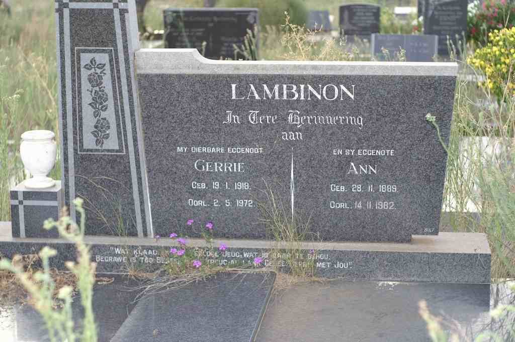 LAMBINON Gerrie 1918-1972 &amp; Ann 1889-1982