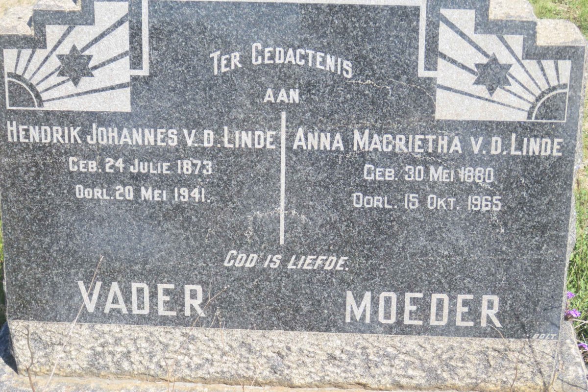 LINDE Hendrik Johannes, v.d. 1873-1941 &amp; Anna Magrietha 1880-1965