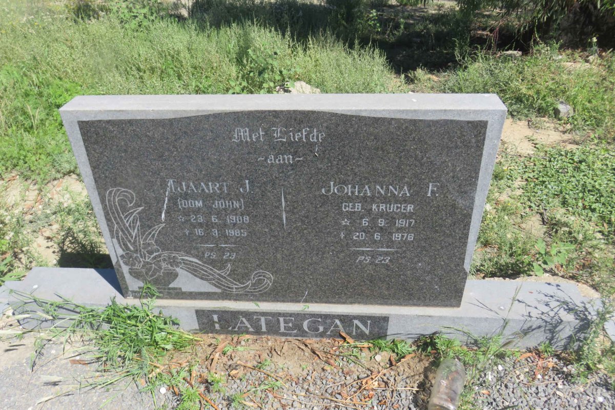 LATEGAN Tjaart J. 1908-1985 &amp; Johanna F. KRUGER 1917-1976