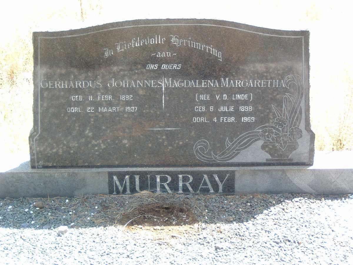 MURRAY Gerhardus Johannes 1892-1937 &amp; Magdalena Margaretha V.D. LINDE 1898-1969