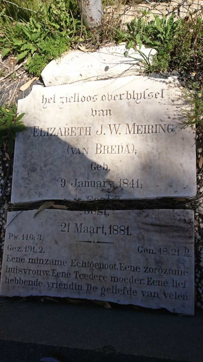 MEIRING Elizabeth J.W. nee VAN BREDA 1841-1881