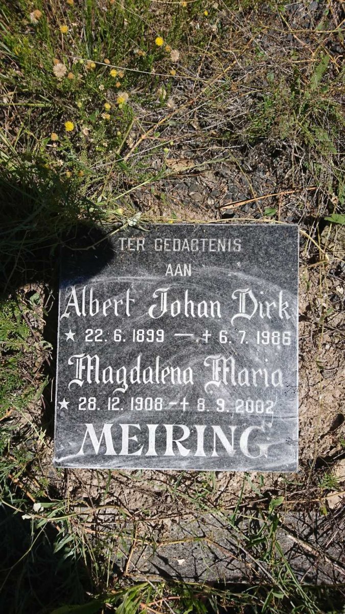 MEIRING Albert Johan Dirk 1899-1986 &amp; Magdalena Maria 1908-2002