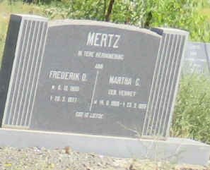MERTZ Frederik D. 1890-1977 &amp; Martha C. VERWEY 1908-1993