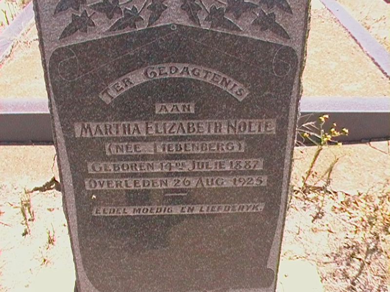 NOLTE Martha Elizabeth nee LIEBENBERG 1887-1925