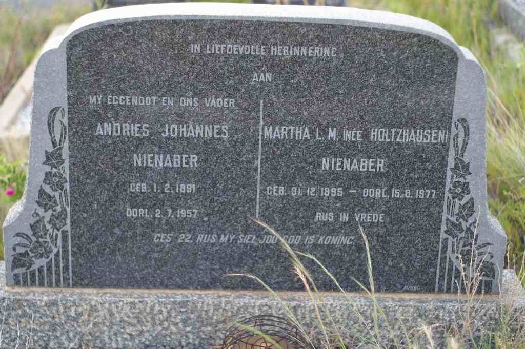 NIENABER Andries Johannes 1891-1957 &amp; Martha L.M. HOLTZHAUSEN 1895-1977