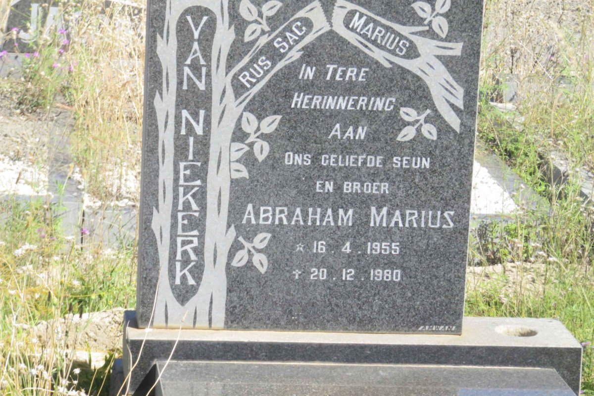 NIEKERK Abraham Marius, van 1955-1980