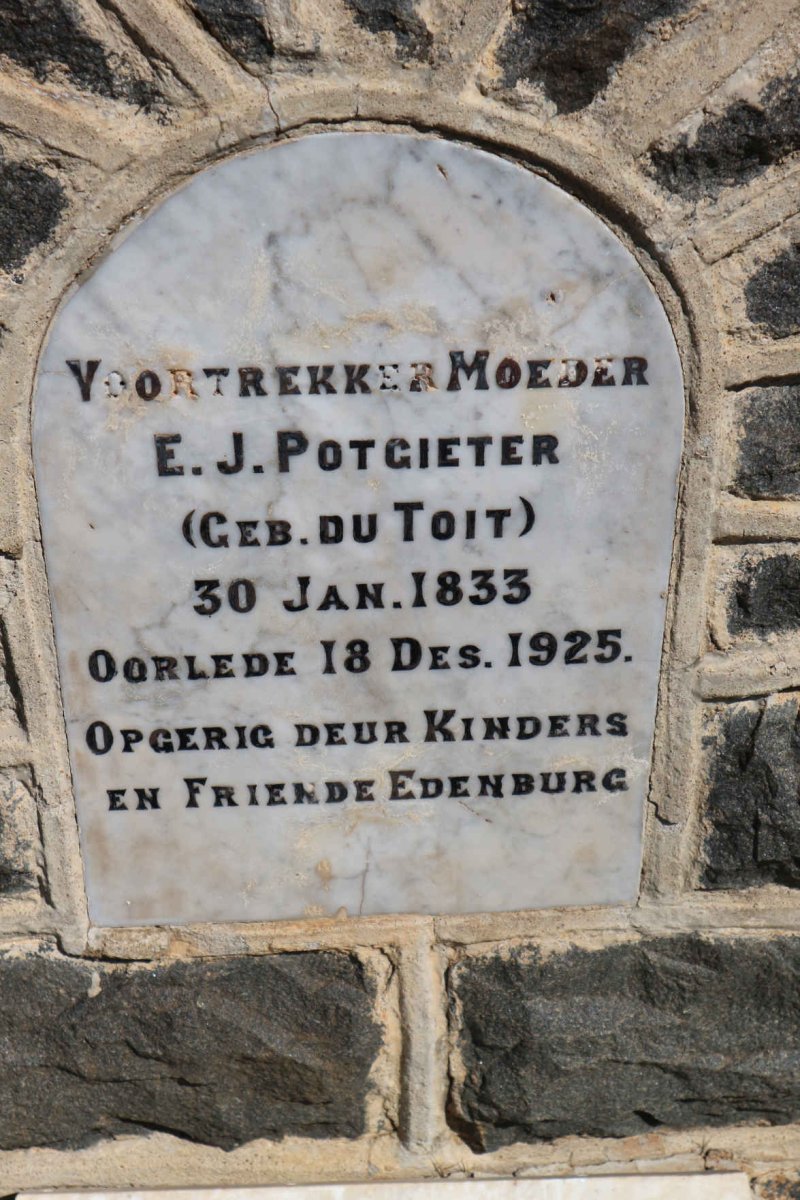 POTGIETER E.J. nee DU TOIT 1833-1925