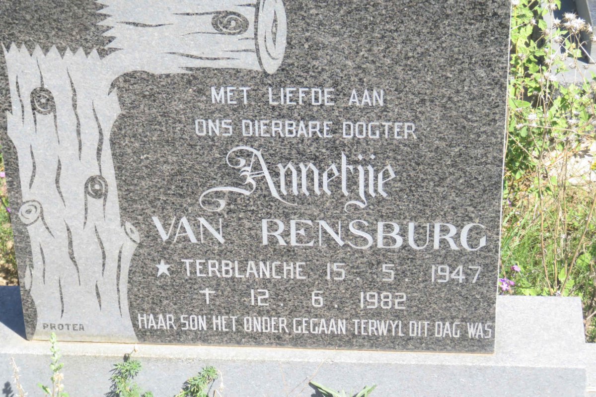 RENSBURG Annetjie, van nee TERBLANCHE 1947-1982