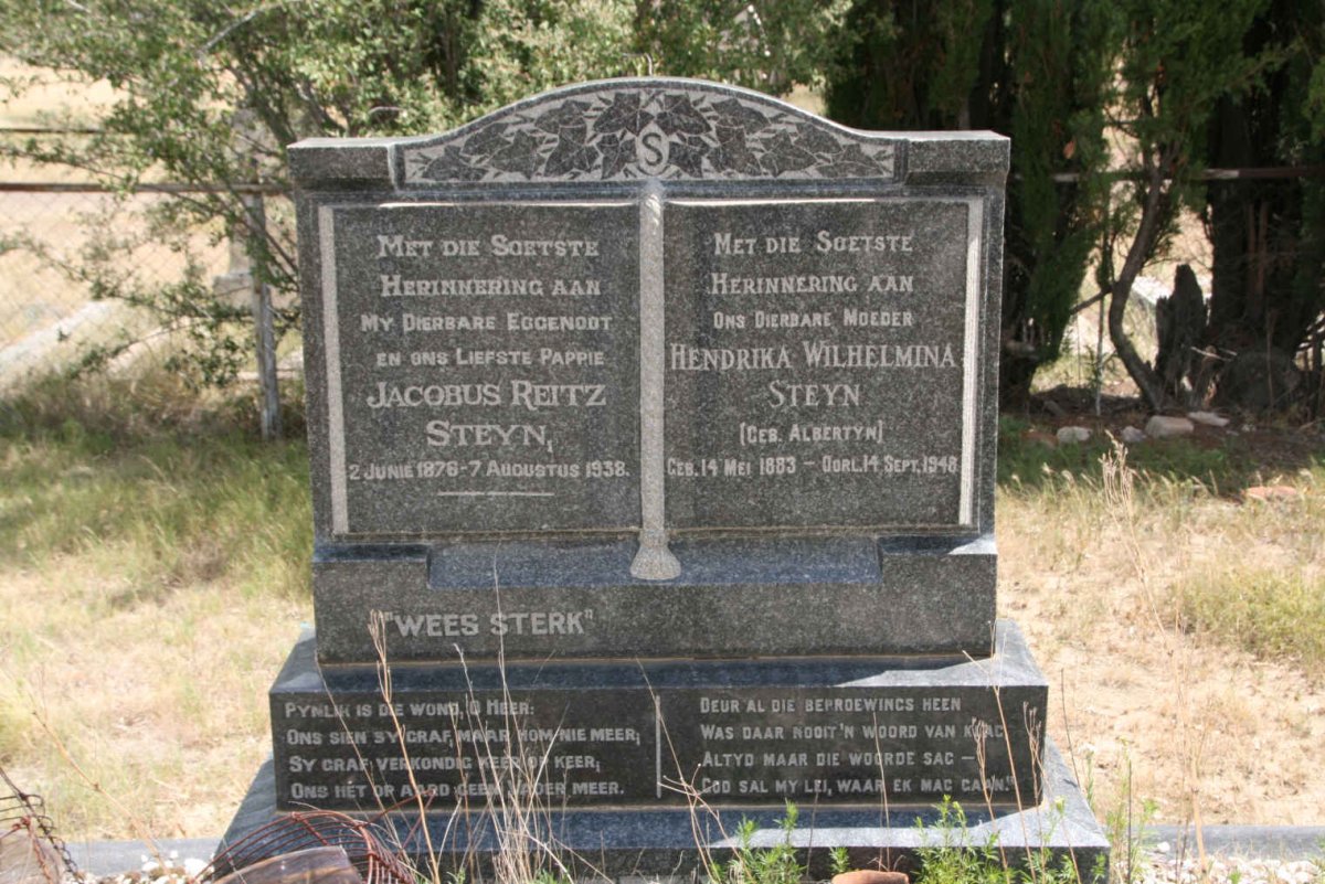 STEYN Jacobus Reitz 1876-1938 &amp; Hendrika Wilhelmina ALBERTYN 1883-1948