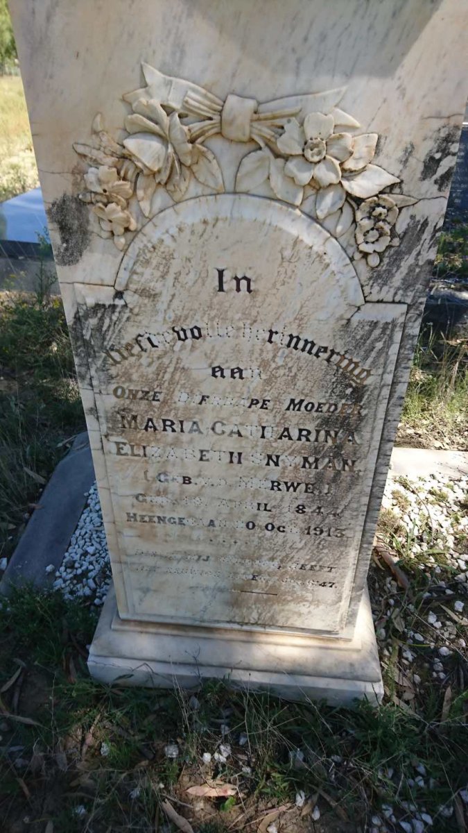 SNYMAN Gerrit Petrus 1839-1908 &amp; Maria Catharina Elizabeth V.D. MERWE 1844-1913