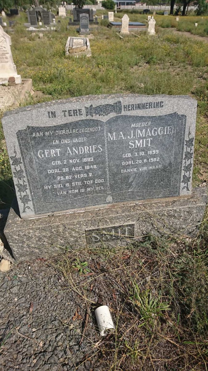 SMIT Gert Andries 1893-1948 &amp; M.A.J. 1899-1982