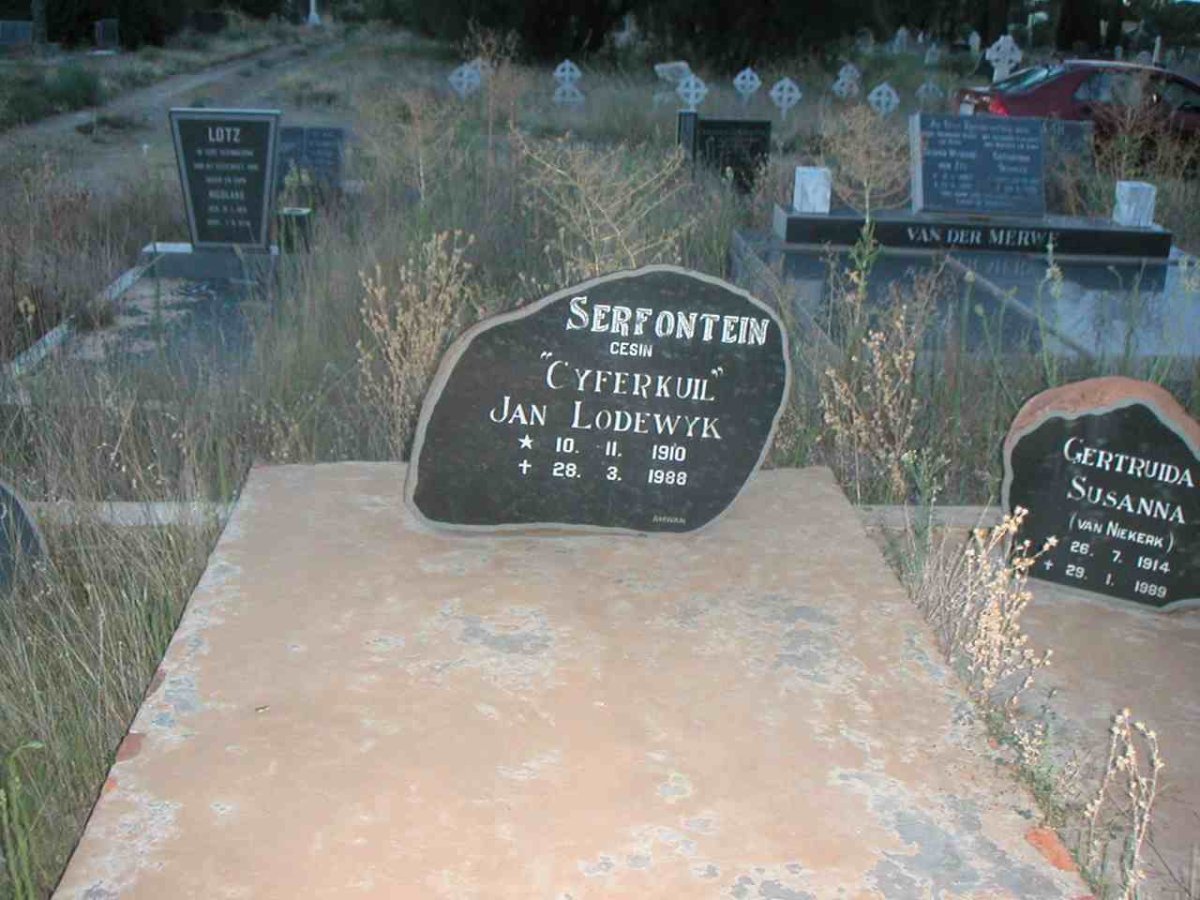 SERFONTEIN Jan Lodewyk 1910-1988 &amp; Gertruida Susanna VAN NIEKERK 1914-1989