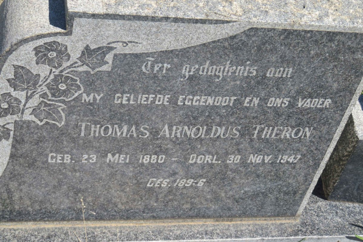 THERON Thomas Arnoldus 1880-1947 &amp; Anna Helena Sophia VAN TONDER 1889-1981