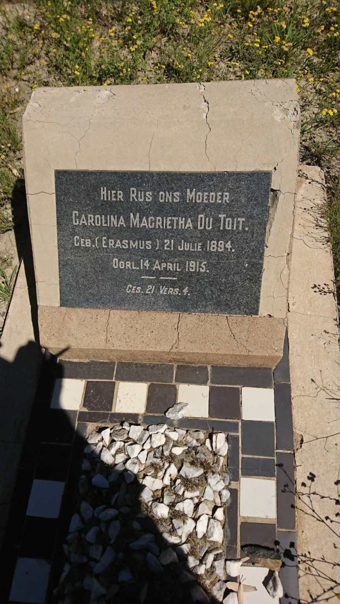 TOIT Carolina Magrietha, du nee ERASMUS 1894-1915