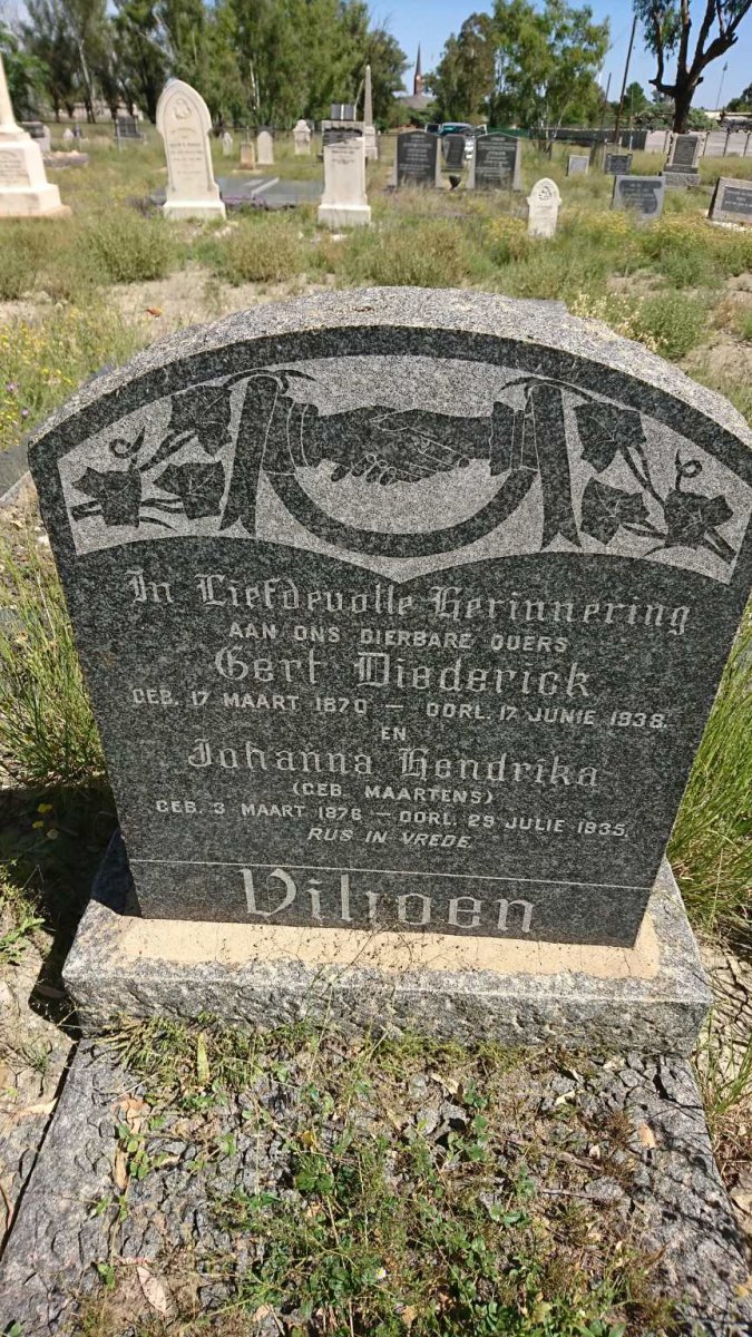 VILJOEN Gert Diederick 1870-1938 &amp; Johanna Hendrika MAARTENS 1876-1935