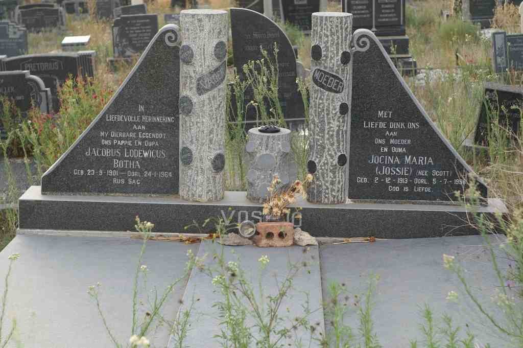 VOSLOO Jacobus Lodewicus Botha 1901-1964 &amp; Jocina Maria SCOTT 1913-1996