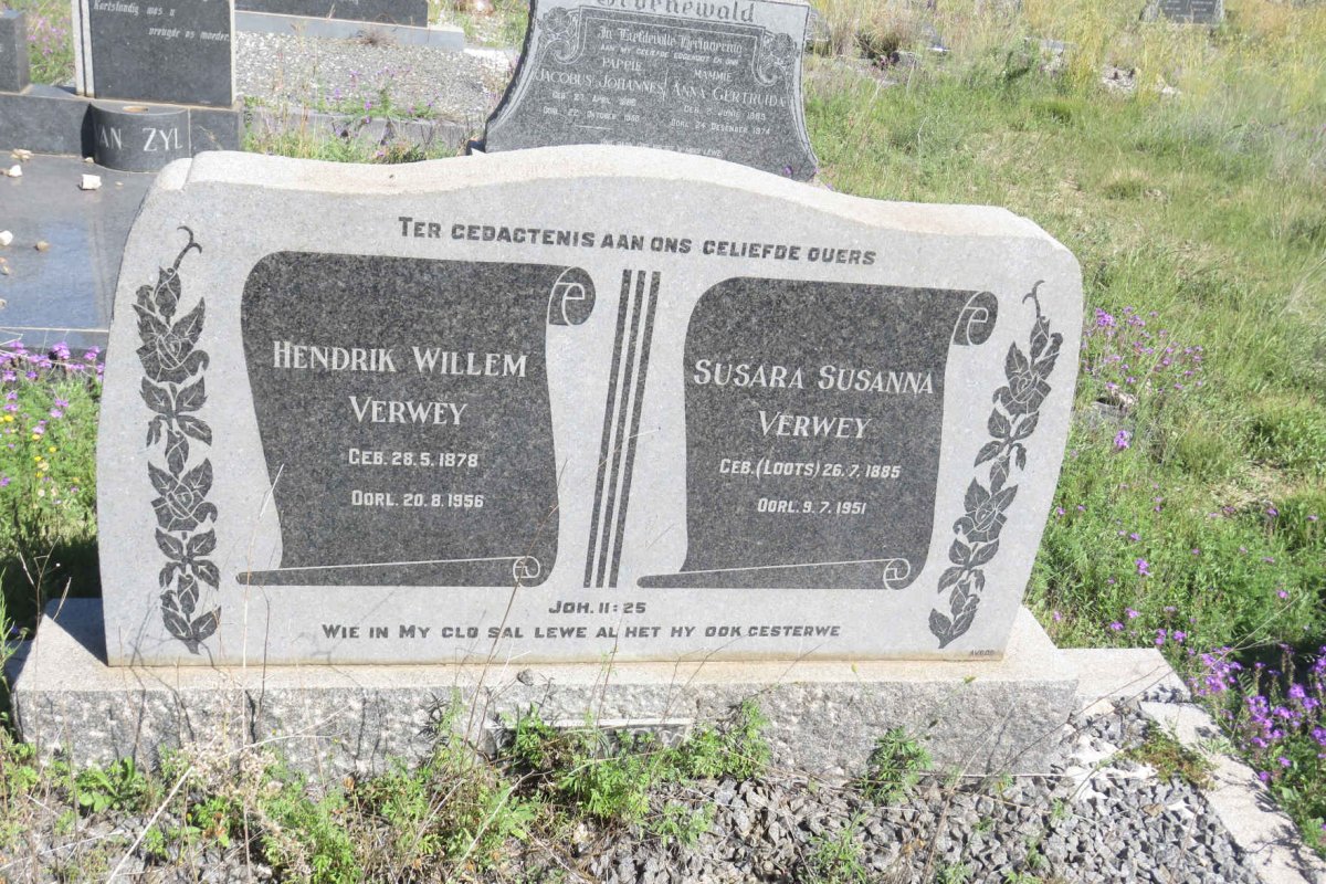 VERWEY Hendrik Willem 1878-1956 &amp; Susara Susanna LOOTS 1885-1951