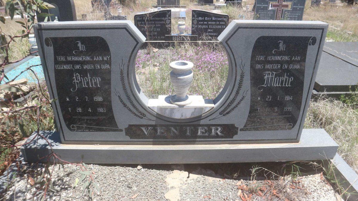 VENTER Pieter 1908-1983 &amp; Martie 1914-1999