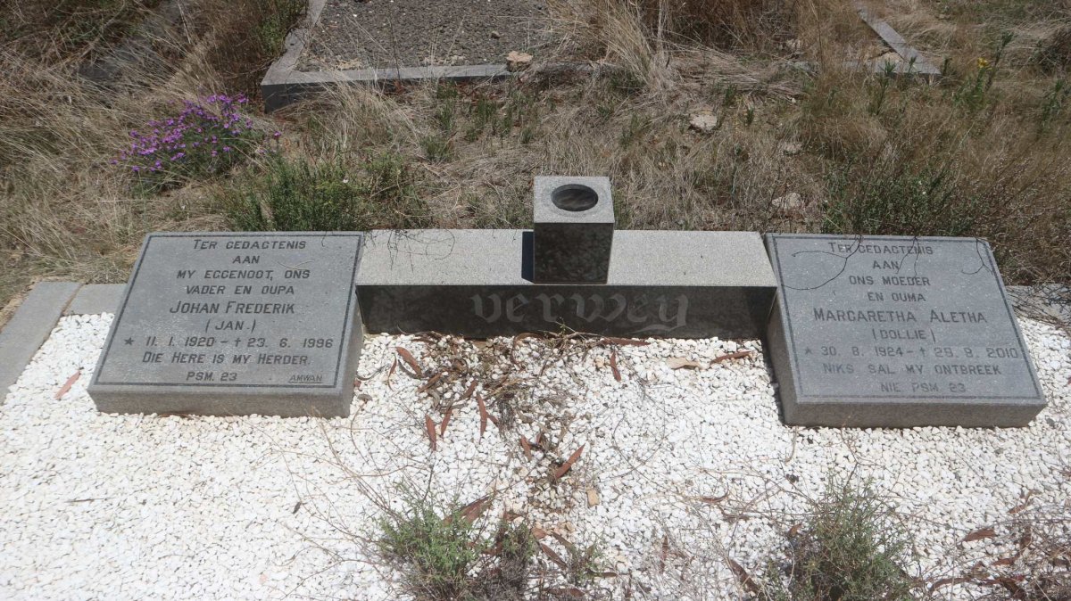 VERWEY Johan Frederik 1920-1996 &amp; Margaretha Aletha 1924-2010