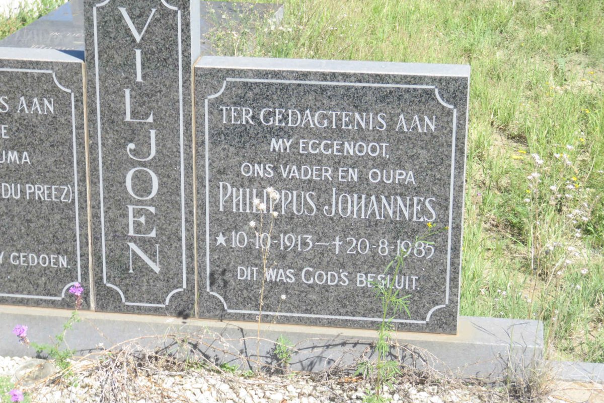 VILJOEN Philippus Johannes 1913-1985 &amp; D.M.A. DU PREEZ 1933-