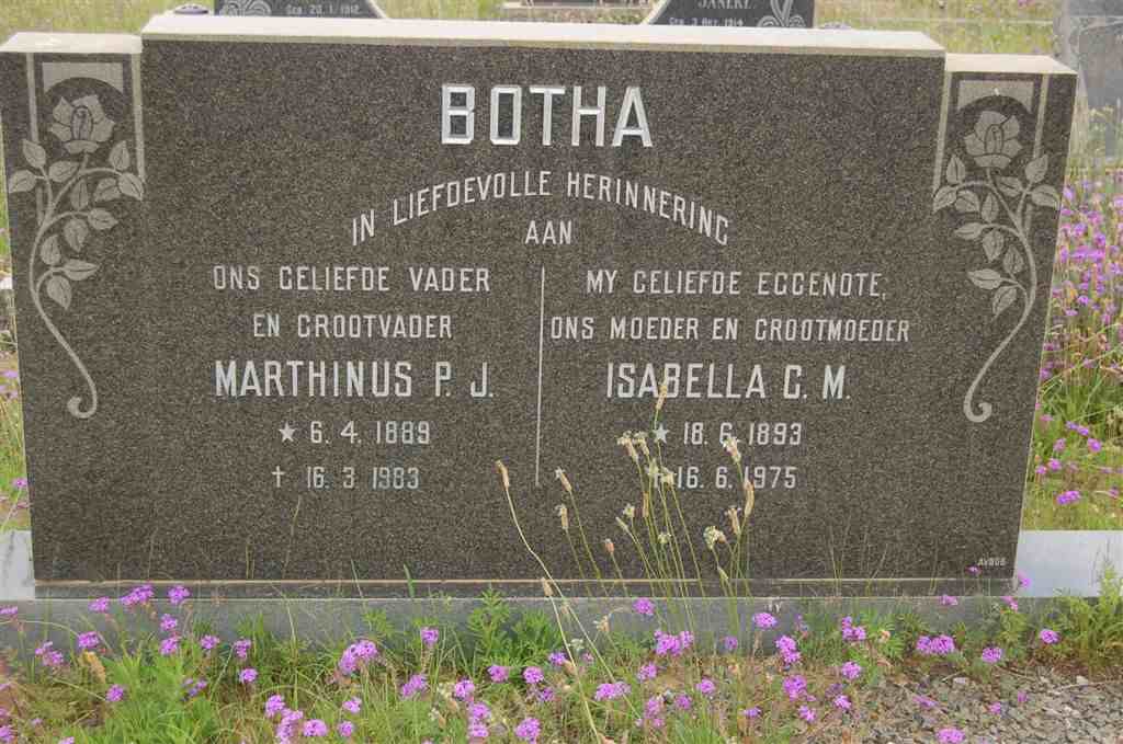 BOTHA Marthinus P.J. 1889-1983 &amp; Isabella C.M. 1893-1975