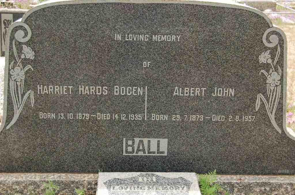 BALL Albert John 1873-1957 &amp; Harriet Hards BOGEN 1879-1935