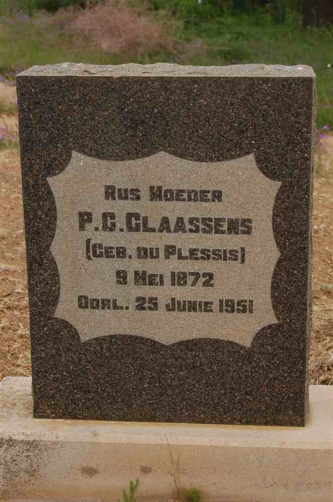 CLAASSENS P.C. nee DU PLESSIS 1872-1951