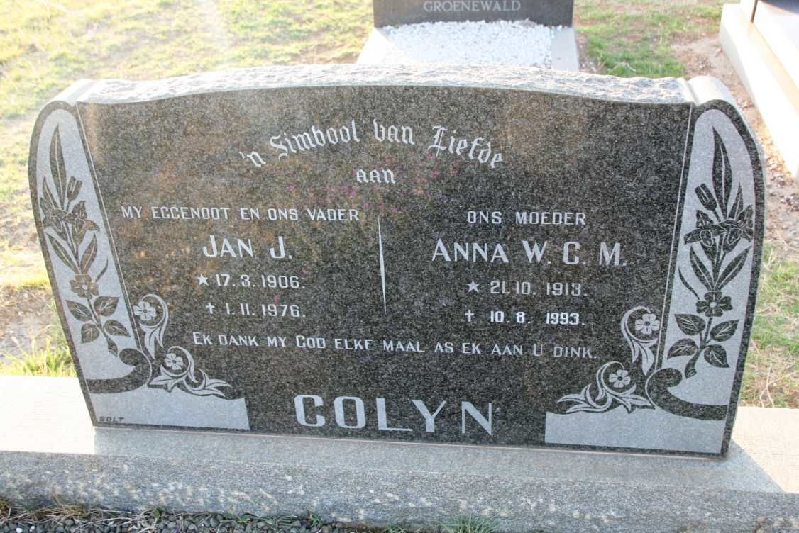 COLYN Jan J. 1906-1976 & Anna W.C.M. 1913-1993
