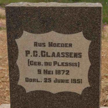 CLAASSENS P.C. nee DU PLESSIS 1872-1951