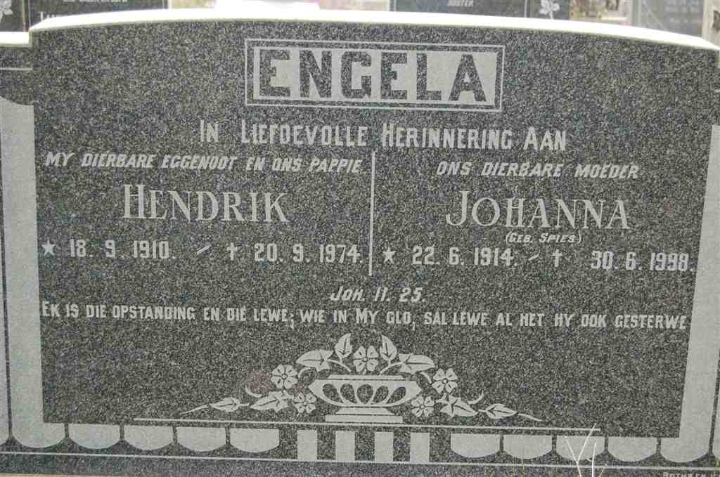ENGELA Hendrik 1910-1974 &amp; Johanna SPIES 1914-1998