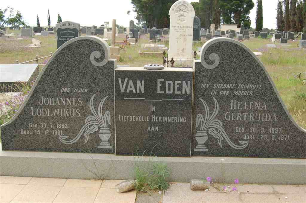 EDEN Johannes Lodewikus, van 1893-1981 &amp; Helena Gertruida 1897-1971