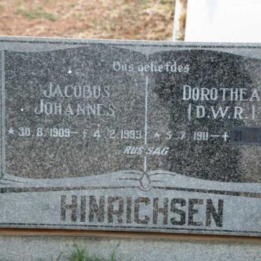 HINRICHSEN Jacobus Johannes 1909-1993 & D.W.R 1911-1919