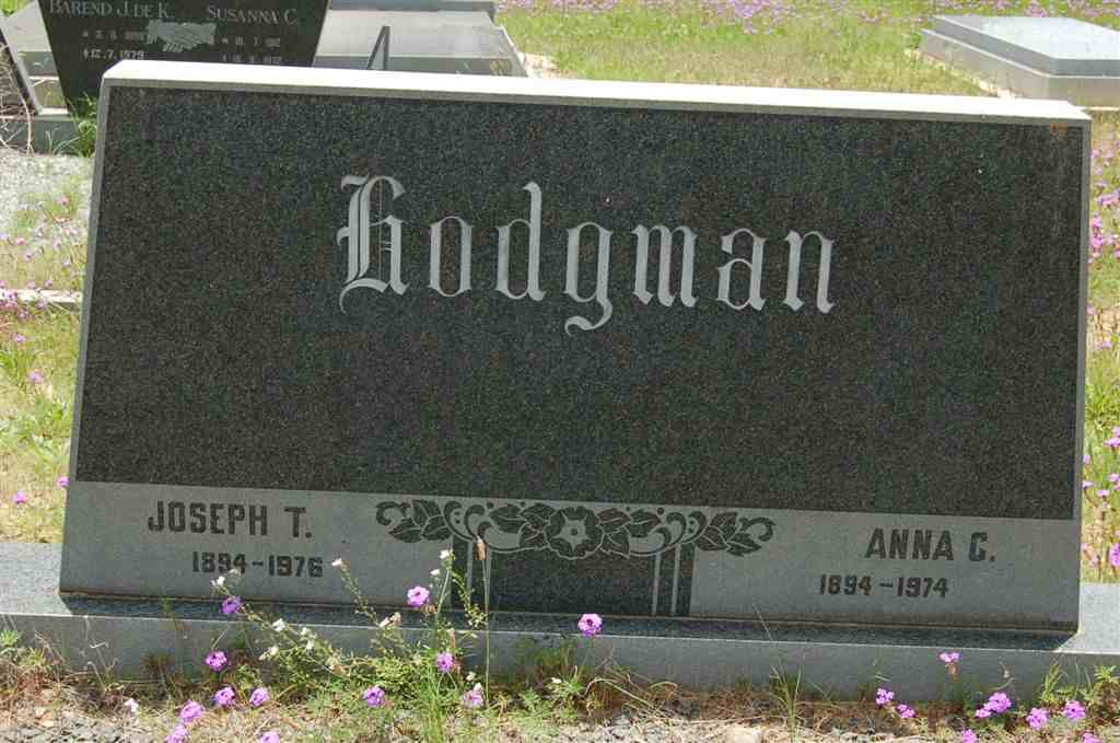 HODGMAN Joseph T. 1894-1976 &amp; Anna C. 1894-1974