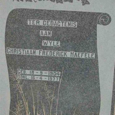 HAEFELE Christiaan Frederick 1904-1977
