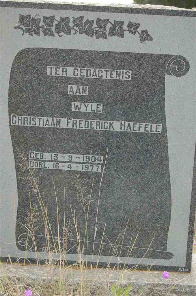 HAEFELE Christiaan Frederick 1904-1977