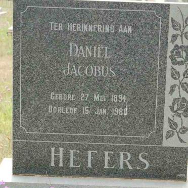 HEFERS Daniel Jacobus 1894-1980