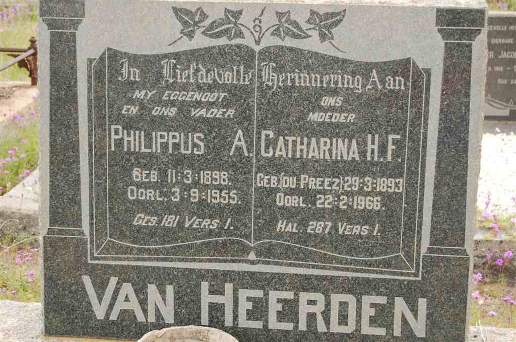 HEERDEN Phlippus A., van 1898-1955 &amp; Catharina H.F. DU PREEZ 1893-1966