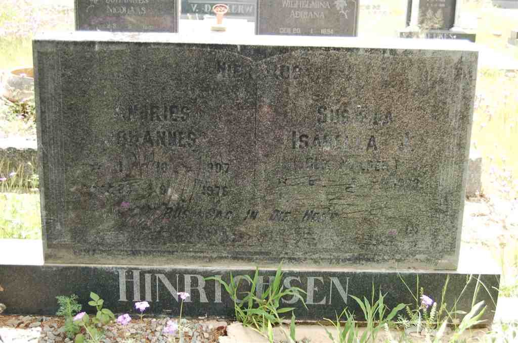 HINRICHSEN Andries Johannes 1907-1976 &amp; Susara Isabella MULDER 19?9
