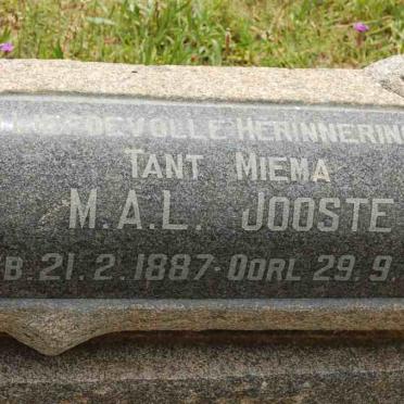 JOOSTE M.A.L. 1887-1964