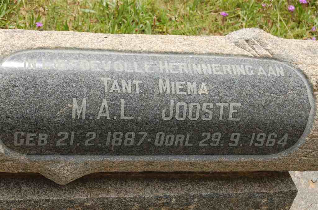 JOOSTE M.A.L. 1887-1964