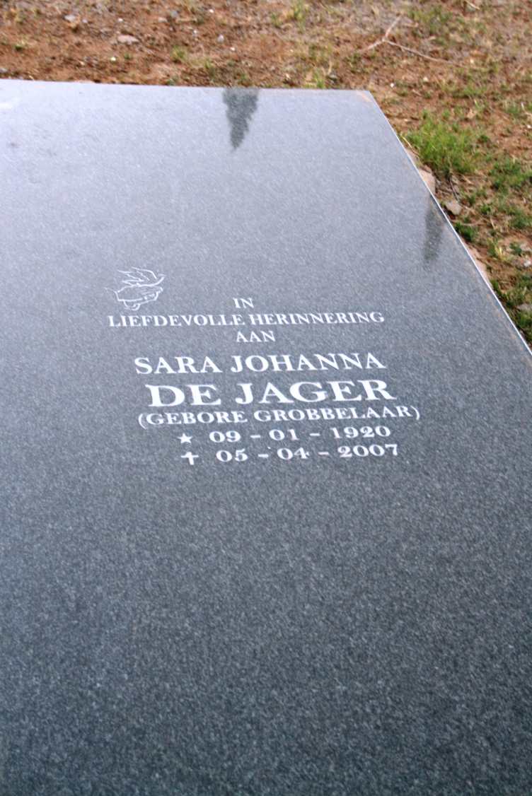 JAGER Sara Johanna, de nee GROBBELAAR 1920-2007