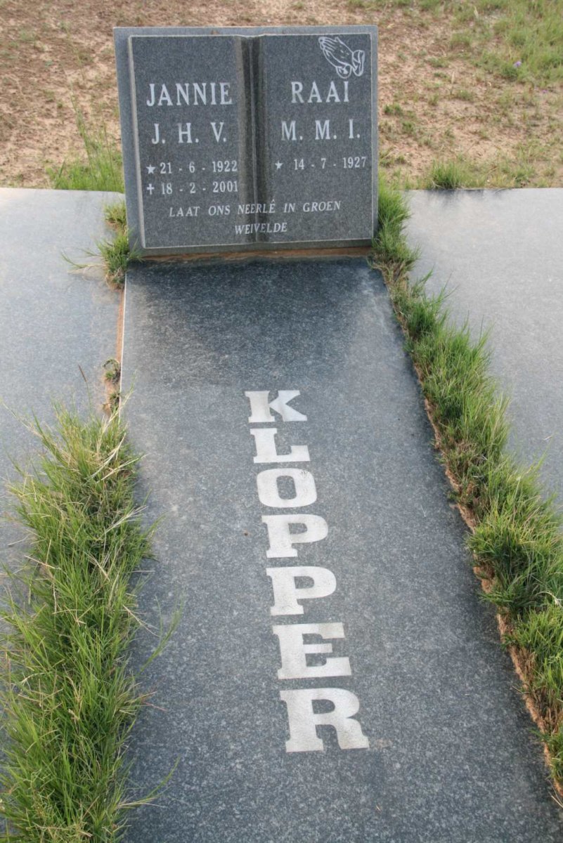 KLOPPER J.H.V. 1922-2001 &amp; M.M.I. 1927-