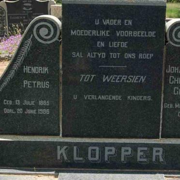 KLOPPER Hendrik Petrus 1885-1986 &amp; Johanna Christina Gertina MEYER 1889-1955