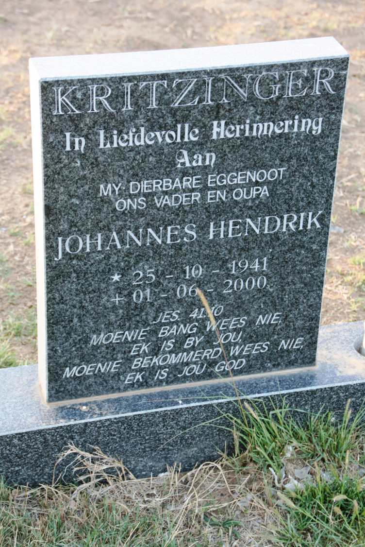 KRITZINGER Johannes Hendrik 1941-2000