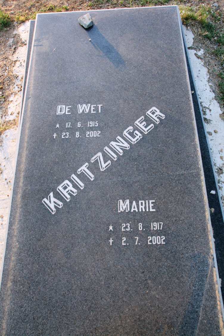KRITZINGER De Wet 1915-2002 & Marie 1917-2002