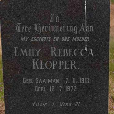 KLOPPER Emily Rebecca nee SAAIMAN 1913-1972